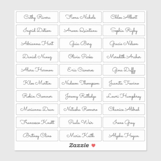 Transparante schattige de namen van de manuscriptg sticker (Vel)