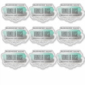 Transparante sojakaars etiketten turquoise en zilv sticker (Voorkant)