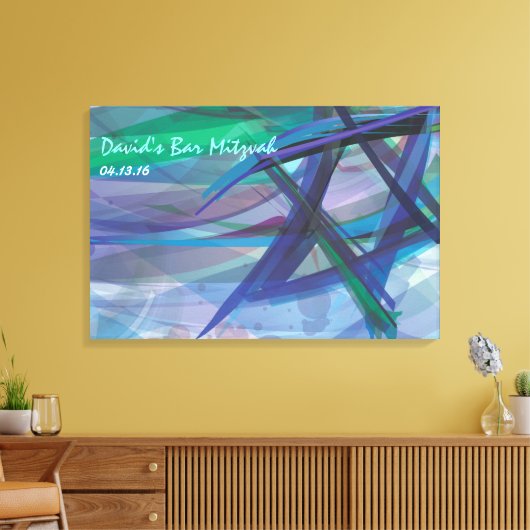 TRANSPARANTE STAR Bat Bar Mitzvah Aanmeldbord Canvas Afdruk (Insitu (Woonkamer))