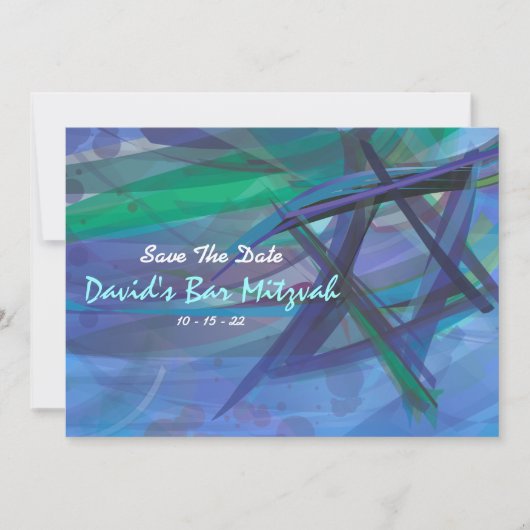 TRANSPARANTE STAR Bat Bar Mitzvah sparen de Datum Save The Date (Voorkant)
