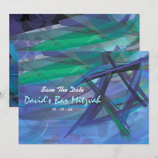 TRANSPARANTE STAR Bat Bar Mitzvah sparen de Datum Save The Date (Voorkant / Achterkant)