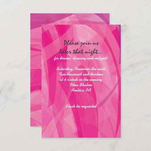 TRANSPARANTE STAR Bat Mitzvah Reception Kaart (Voorkant / Achterkant)