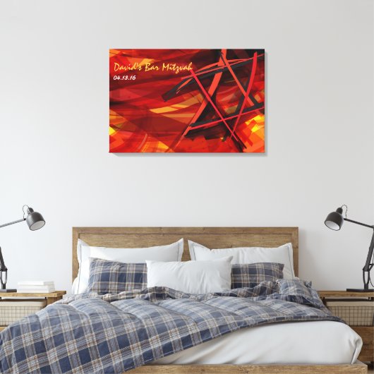 Transparante Star Red Bar Bat Mitzvah Inlogbord Canvas Afdruk (Insitu (Slaapkamer))