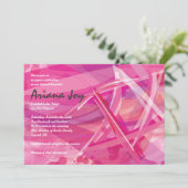 TRANSPARANTE STAR-roze bank Mitzvah Uitnodiging (Staand voorkant)