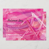 TRANSPARANTE STAR-roze bank Mitzvah Uitnodiging (Voorkant / Achterkant)