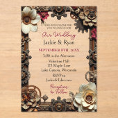 Transparante Steampunk Gothic thema bruiloft Acryl Uitnodigingen (Voorkant)