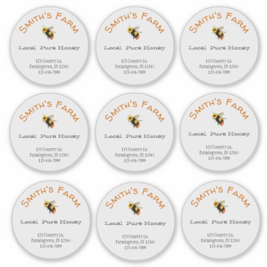 Transparante Stickers voor aangepaste honing (Voorkant)