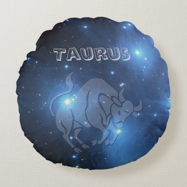 Transparante Taurus Rond Kussen (Voorkant)