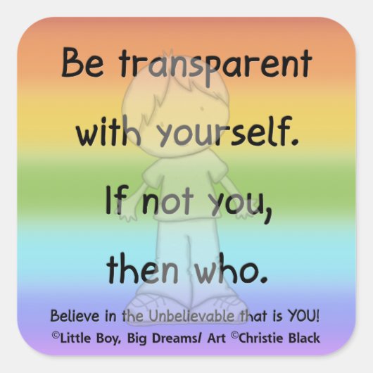 Transparante vierkant Sticker zijn (Voorkant)