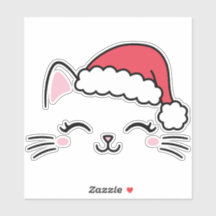 Transparante vinylsticker met kerstkat