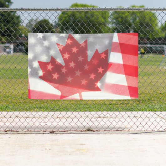Transparante vlaggen van Canada en de VS Spandoek (Insitu)
