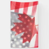 Transparante vlaggen van Canada en de VS Spandoek (Verticaal)