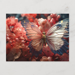 Transparante vlinder, bessen & bloemen briefkaart