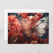 Transparante vlinder, bessen & bloemen briefkaart (Voorkant / Achterkant)