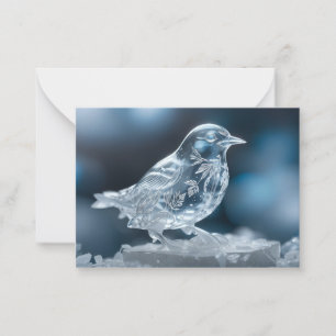 Transparante vogel ijskristal winter sneeuw Kerstm Notitiekaartje