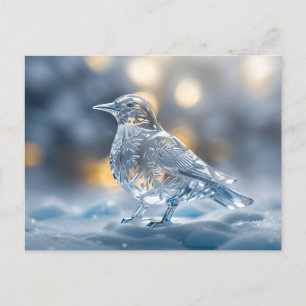 Transparante vogel ijssculptuur winter wonderland briefkaart