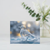 Transparante vogel ijssculptuur winter wonderland briefkaart (Staand voorkant)
