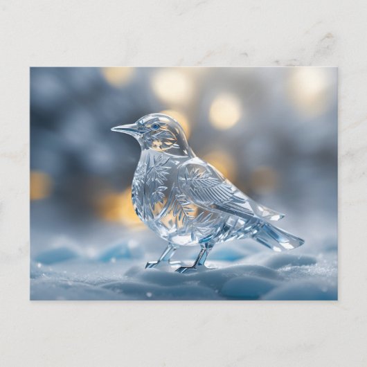 Transparante vogel ijssculptuur winter wonderland briefkaart (Voorkant)