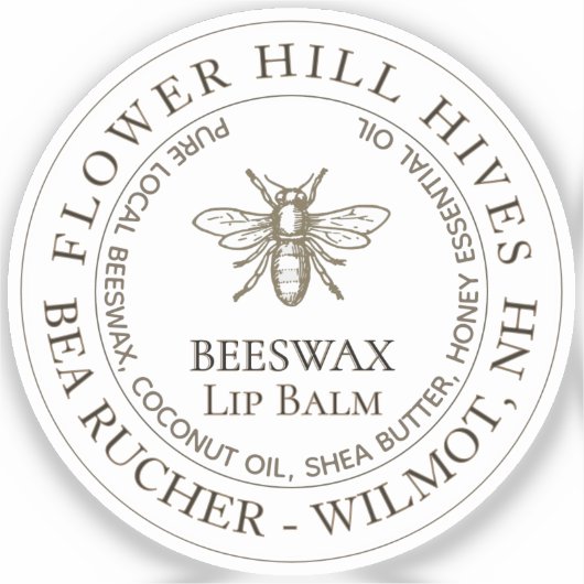 Transparante Waterdichte Appiary Lip Balm Label 1. (Voorkant)