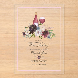 Transparante wijnproeverij vrijgezellenfeest acryl uitnodigingen