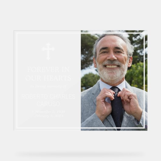 Transparante witte kruisfoto in liefdevolle herinn acryl bord (Voorkant)