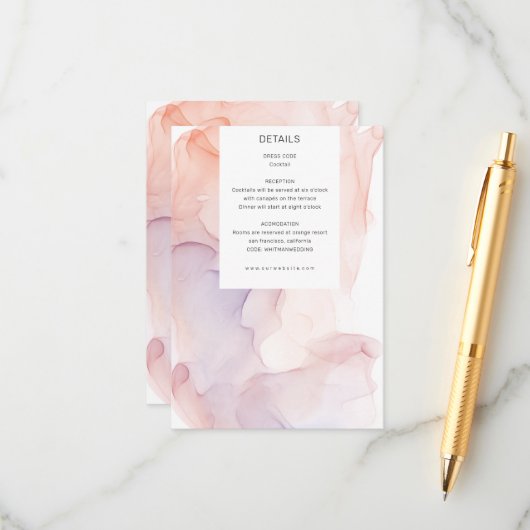 Transparante zijde Elegante moderne receptie Kaart (Voorkant / Achterkant in situ)