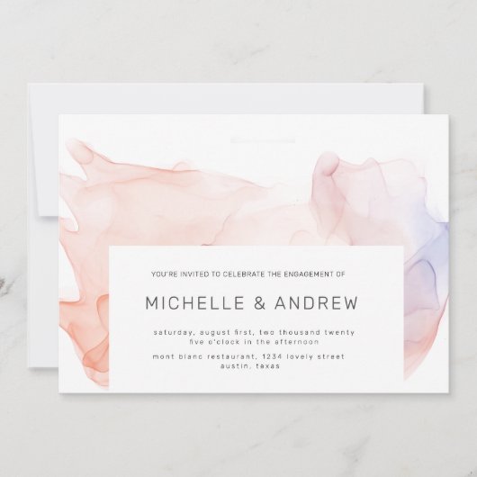 Transparante zijde Modern Elegant Engagement Party Kaart (Voorkant)