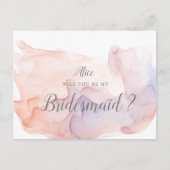 Transparante zijde Moderne bruidsmeisje uitnodigin Briefkaart (Voorkant)