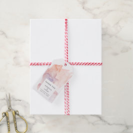 Transparante zijde moderne bruiloft dank u cadeaulabel