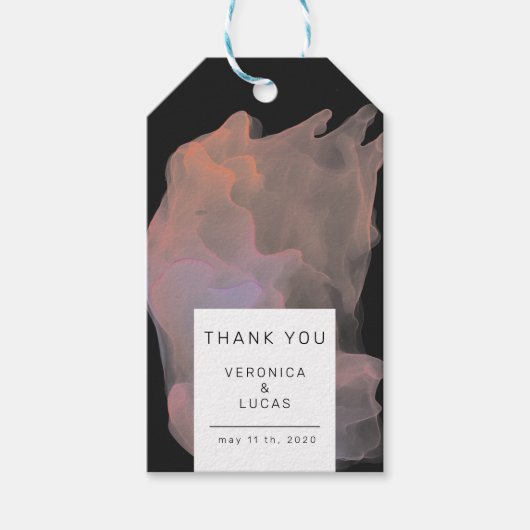 transparante zijde moderne bruiloft Dank u Cadeaulabel (Voorkant)