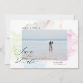 Transparante zijde Moderne foto Save the Date Kaart (Voorkant)