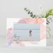 transparante zijde moderne foto Save the Date Kaart (Staand voorkant)