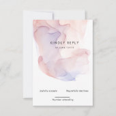 Transparante Zijde Moderne Verticale RSVP-Kaart RSVP Kaartje (Voorkant)