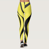 Transparante zwarte spiraal op gele achtergrond leggings (Achterkant)