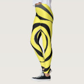 Transparante zwarte spiraal op gele achtergrond leggings (Links)