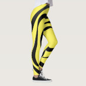Transparante zwarte spiraal op gele achtergrond leggings (Rechts)