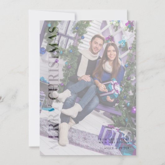 Transparantie Effect Familiefoto Vrolijk Kerstfees Feestdagenkaart (Voorkant)