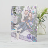Transparantie Effect Familiefoto Vrolijk Kerstfees Feestdagenkaart (Staand voorkant)