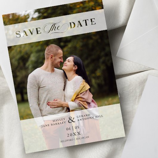 Transparency Cut Paper Effect Photo Script Wedding Save The Date