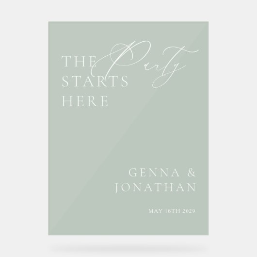 Transparent Acrylic Green Wedding Welcome Sign Acryl Bord (Voorkant)