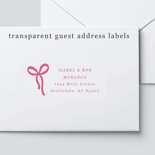 Transparent Bow Wedding Guest Address Labels
