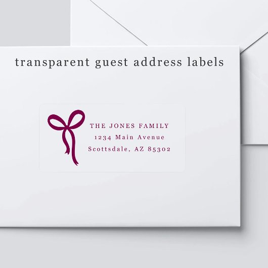 Transparent Bow Wedding Guest Address Labels