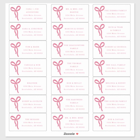 Transparent Bow Wedding Guest Address Labels (Vel)