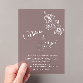 Transparent Burgundy White Floral | Wedding Acryl Uitnodigingen