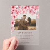 Transparent Cherry Blossom Photo Wedding Acryl Uitnodigingen (Insitu (Draagbaar))