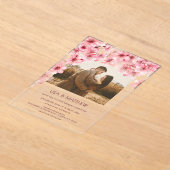 Transparent Cherry Blossom Photo Wedding Acryl Uitnodigingen (Laagn)