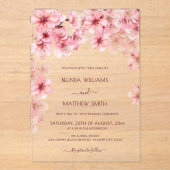  Transparent Cherry Blossom Wedding Acryl Uitnodigingen (Voorkant)