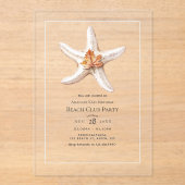 Transparent Coastal Chic Fall Beach Club Party Acryl Uitnodigingen (Voorkant)