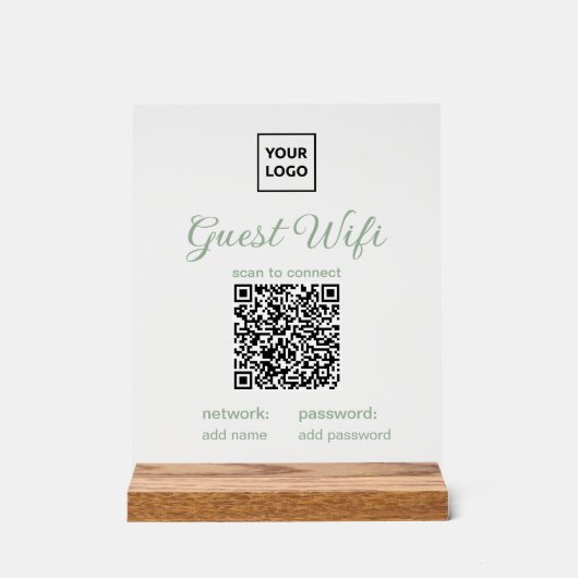 Transparent Guest WiFi Sign with QR Code Acryl Bord (Voorkant)