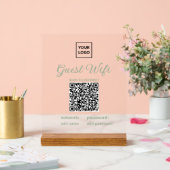 Transparent Guest WiFi Sign with QR Code Acryl Bord (Huwelijk)